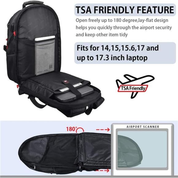 Laptop Backpack 17 Inch Waterproof Extra Large TSA Travel Backpack Anti Theft - Picture 4 of 6